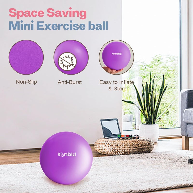 kisnbld Small Exercise Ball, 9 Inch Mini Pilates Ball, Anti Burst and Slip Resistant Mini Yoga Ball for Stability, Fitness, Physical Therapy, Stretching & Core Strength Workout at Home Gym & Office - Image 5